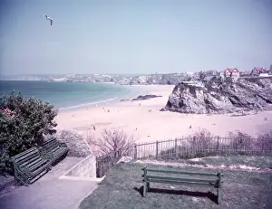 Island Prints: Towan Sands, Newquay, Cornwall, c1955. Creator: Arthur Charles Kirby Ware