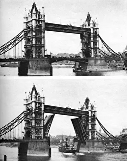 Closed Prints: Tower Bridge open and closed, London, 1926-1927. Artist: McLeish