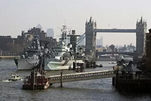 River Thames Gallery: Tower Bridge & ships, 2013. Creator: Ethel Davies