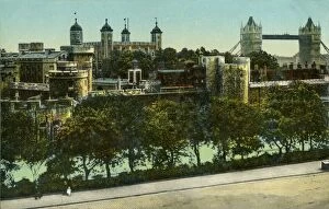 Tower Of London Collection: Tower Bridge and the Tower of London, c1910. Creator: Unknown