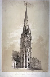Day And Son Prints: Tower of the Church of St Matthew, Great Peter Street, Westminster, London, 1850