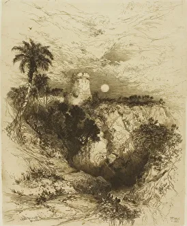 Etchings Prints: A Tower of Cortez - Mexico, 1883. Creator: Thomas Moran