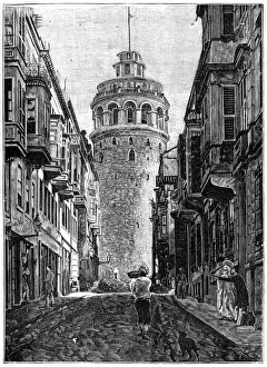 Galata Prints: The Tower of Galata, Constantinople, 1900