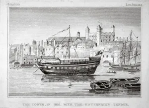 The Tower of London with the Enterprize tender in the foreground, 1810