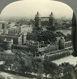 The Tower of London and the Tower Bridge, London, England, c1930s. Creator: Unknown