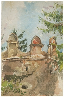 Designs Prints: Tower of the manor house in Strazky, 1880/1890. Creator: Ladislav Mednyanszky