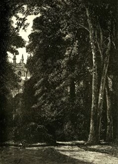 Shaded Gallery: The Tower of Merton, from the Garden, 1898. Creator: Unknown