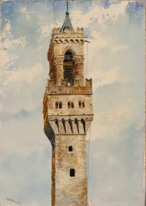 Gilbert Cass Prints: Tower of Palazzo Vecchio, Florence, Italy, 1880. Creator: Cass Gilbert