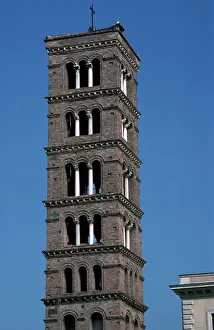 Santa Maria Prints: The tower of Santa Maria in Rome, 12th century