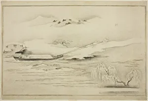 Boatman Gallery: Towing a Barge in the Snow, from the album The Silver World, Japan, 1790