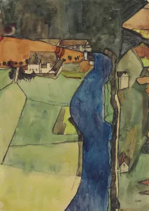 Town on the Blue River, Krumau, 1910