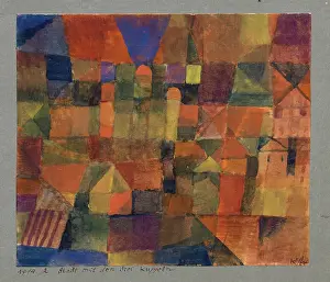 Rooftops Prints: Town with the Three Domes, 1914. Creator: Paul Klee