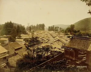 Albumen Print Hand Colored Prints: Town Hachiishi, 1865. Creator: Unknown