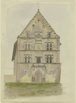 Bavaria Prints: The town hall in Karlstadt am Main, mid-19th century. Creator: Josef Ferdinand Becker
