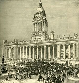 Crowd Collection: The Town Hall: An Open-Air Band Performance, 1898. Creator: Unknown