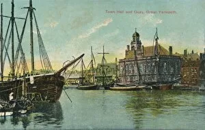 Coastal Resort Gallery: Town hall and quay, Great Yarmouth, Norfolk, c1905