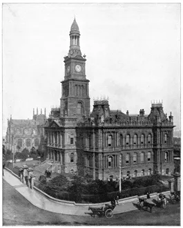 Town Hall and Square, Sydney, Australia, late 19th century.Artist: John L Stoddard Town Hall and Square, Sydney, Australia, late 19th century.Artist: John L Stoddard