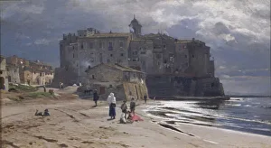 Health Resort Prints: The Town By The Sea, 1870s. Artist: Orlovsky, Vladimir Donatovich (1842-1914)