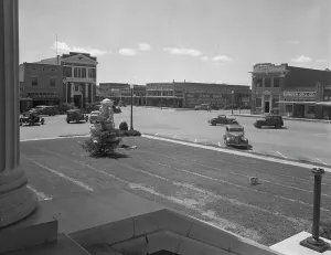 Ac Cars Ltd Prints: The town square of Memphis, Texas, 1937. Creator: Dorothea Lange