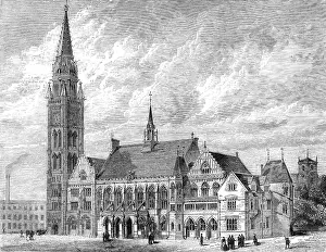 Neo Gothic Prints: The Townhall of Rochdale, Lancashire, 1881. Creator: Unknown