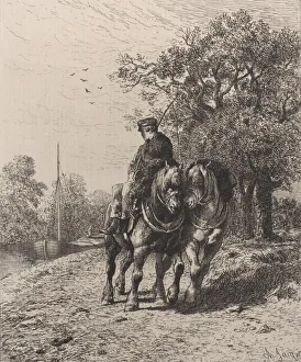 Carthorse Collection: Towpath, 1864. Creator: Charles Emile Jacque
