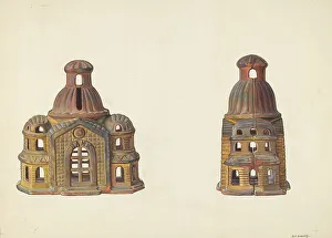 Alf Bruseth Prints: Toy Bank: Bank Building, c. 1938