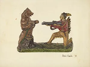 Toy Bank: Bear and Indian, 1939. Creator: Ethel Clarke