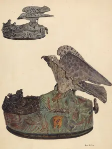 File George Prints: Toy Bank: Bird, c. 1937. Creator: George File