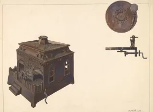 Money Box Prints: Toy Bank: Building and Revolving Dog, c. 1938. Creator: William O. Fletcher