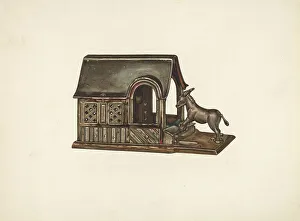 Toy Bank: Donkey and House, c. 1942. Creator: Jennie Kamar