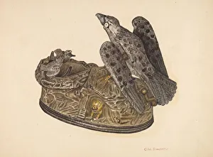 Piggy Bank Prints: Toy Bank: Eagle, c. 1940. Creator: Clarence W Dawson