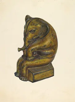 Novelty Prints: Toy Bank: Elephant, c. 1939. Creator: Walter Hochstrasser