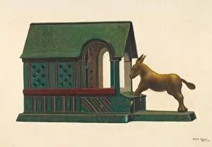 Mules Collection: Toy Bank: Mule and Manger, c. 1942. Creator: DJ Grant