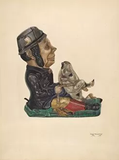 Makrenos Chris Gallery: Toy Bank: Paddy and the Pig, c. 1937. Creator: Chris Makrenos