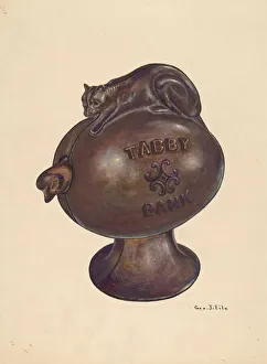 Toy Bank: Tabby Cat, c. 1937. Creator: George File