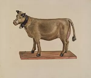 Toy Cow on Stand, c. 1937. Creator: James McLellan