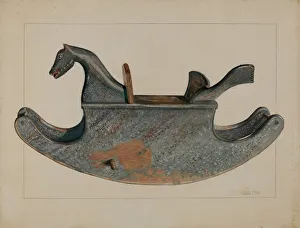 Rocking Horse Prints: Toy Rocking Horse, c. 1936. Creator: John Fisk