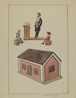 School House Prints: Toy School House, c. 1936. Creator: Eugene La Foret