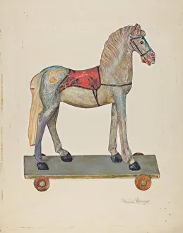 Wheels Prints: Toy Wooden Horse, 1935 / 1942. Creator: David Ramage