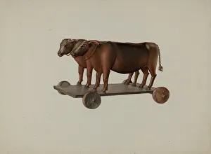 Joseph Goldberg Prints: Toy Yoke of Oxen, 1935 / 1942. Creator: Joseph Goldberg