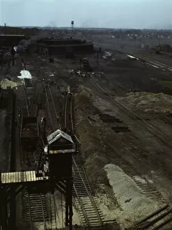 Aerial View Collection: Track repair work at the Bensenville yard of the Chicago, Milwaukee... Illinois, 1943
