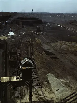 Birds Eye View Gallery: Track repair work at the Bensenville yard of the Chicago, Milwaukee... Illinois, 1943