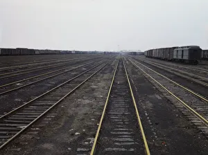 Railroad Shop Prints: Tracks at C & NW RRs Proviso yard, Chicago, Ill. 1943. Creator: Jack Delano