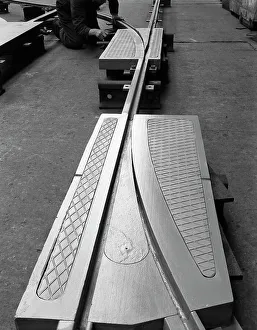 Junction Prints: A trackwork junction being installed in a Sheffield factory, South Yorkshire, 1963