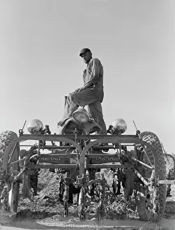 Mechanisation Prints: Tractor on Lake Dick project, Arkansas, 1938. Creator: Dorothea Lange