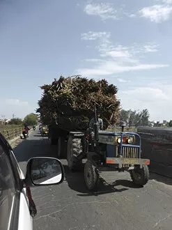 Northern Gallery: Tractor loaded with sugar cane, Uttarakhand, India. Creator: Unknown