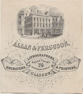 Street Scene Collection: Trade Card for Allan & Ferguson, Engravers, Lithographers & Printers, 19th century. 19th century