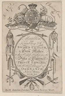 Heraldry Collection: Trade Card Bearing the Name of the Late Gunmaker John Knubley (1750-1795), ca. 17... ca