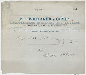 Business Card Collection: Trade Card for Dr. Whitaker & Co. Lithogravers, Engravers and Printers, 19th century