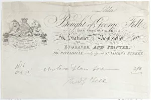 Blazon Gallery: Trade Card for George Fell, Stationer, Bookseller, Engraver and Printer, 19th century